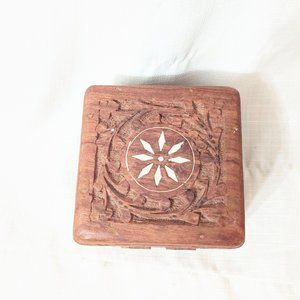 vintage hand carved wooden box